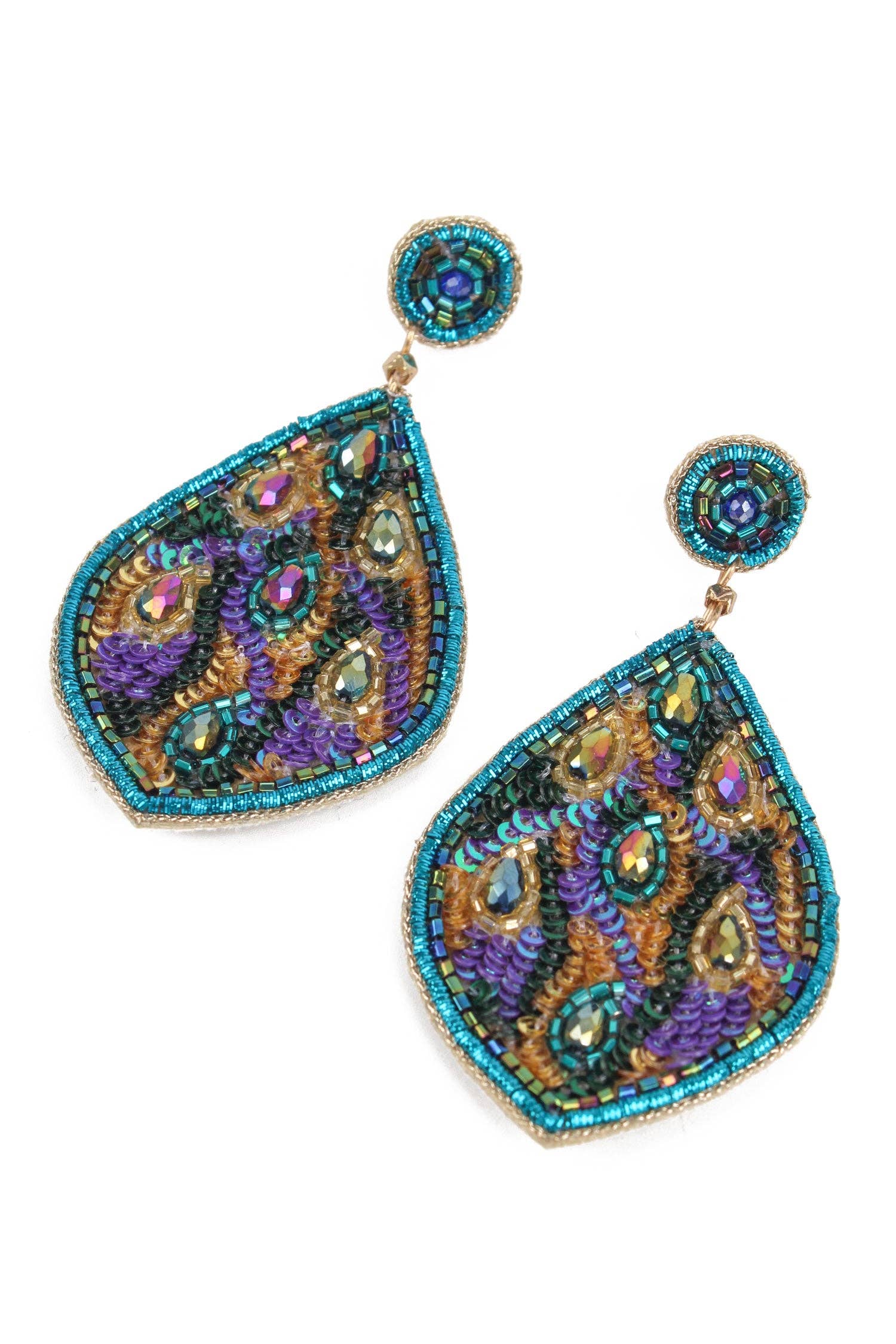 My Doris Earrings - Beaded Peacock Drops