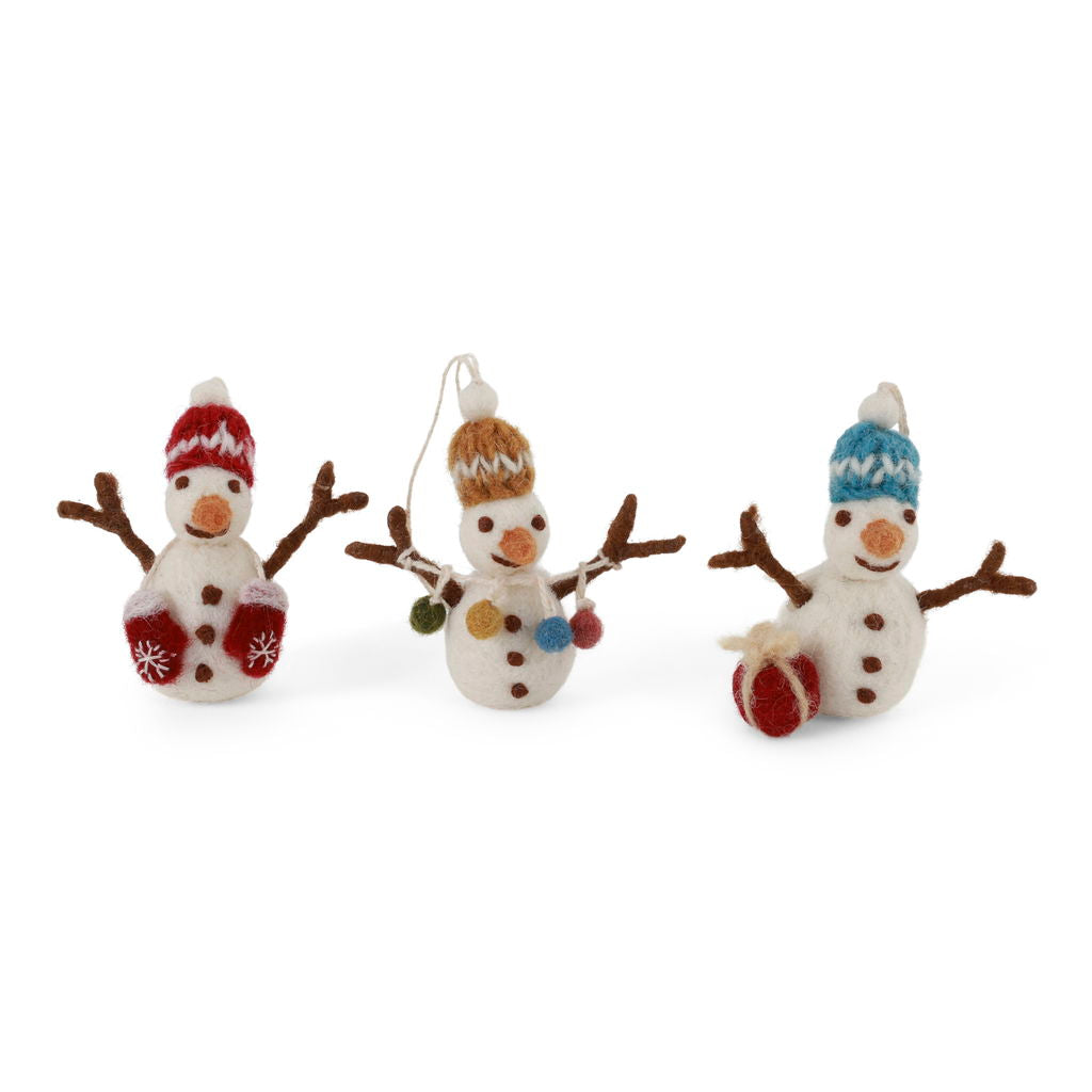 Gry & Sif Christmas - Handmade Felt Snowmen Set of 3