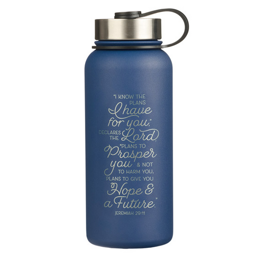 Christian Art Gifts - Water Bottle: I know the Plans / Blue