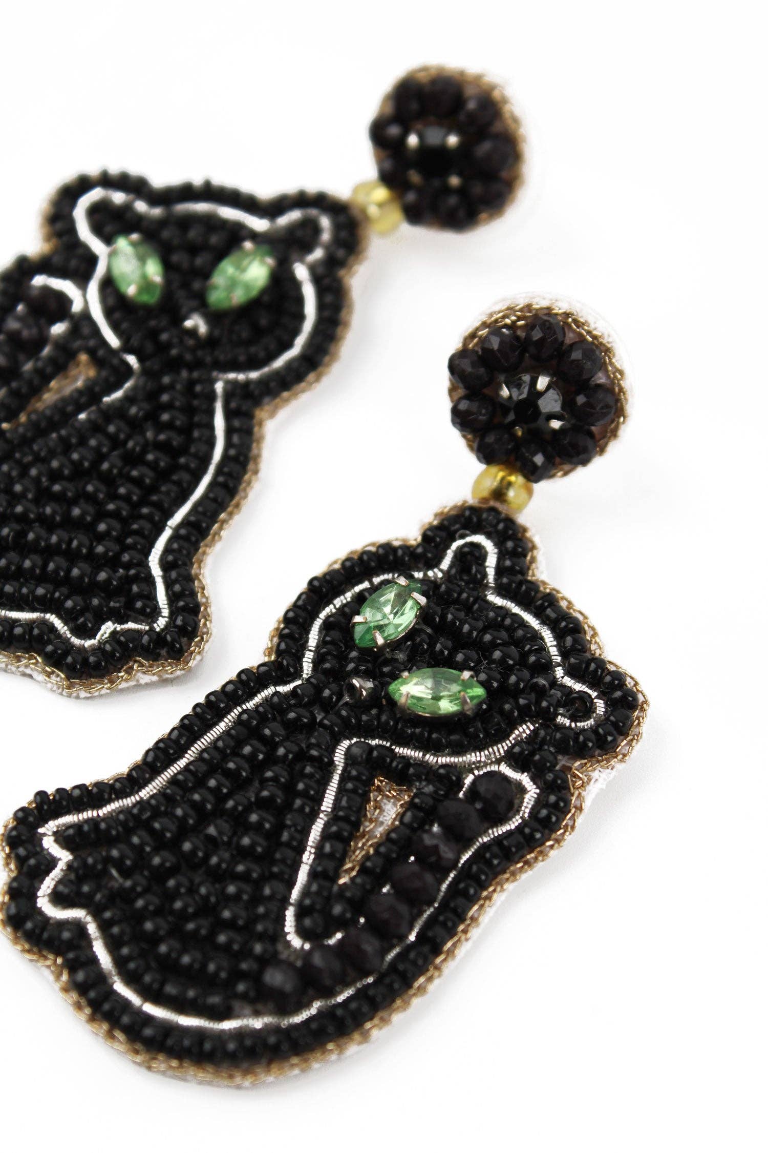 My Doris Earrings - Beaded Black Cats