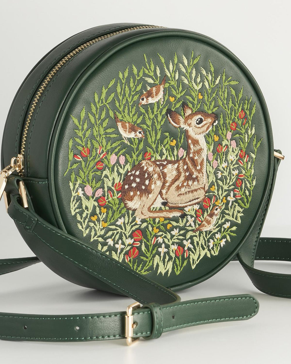 Fable Bag - Chloe Giordani Fawn Embroidered Round Saddle Bag