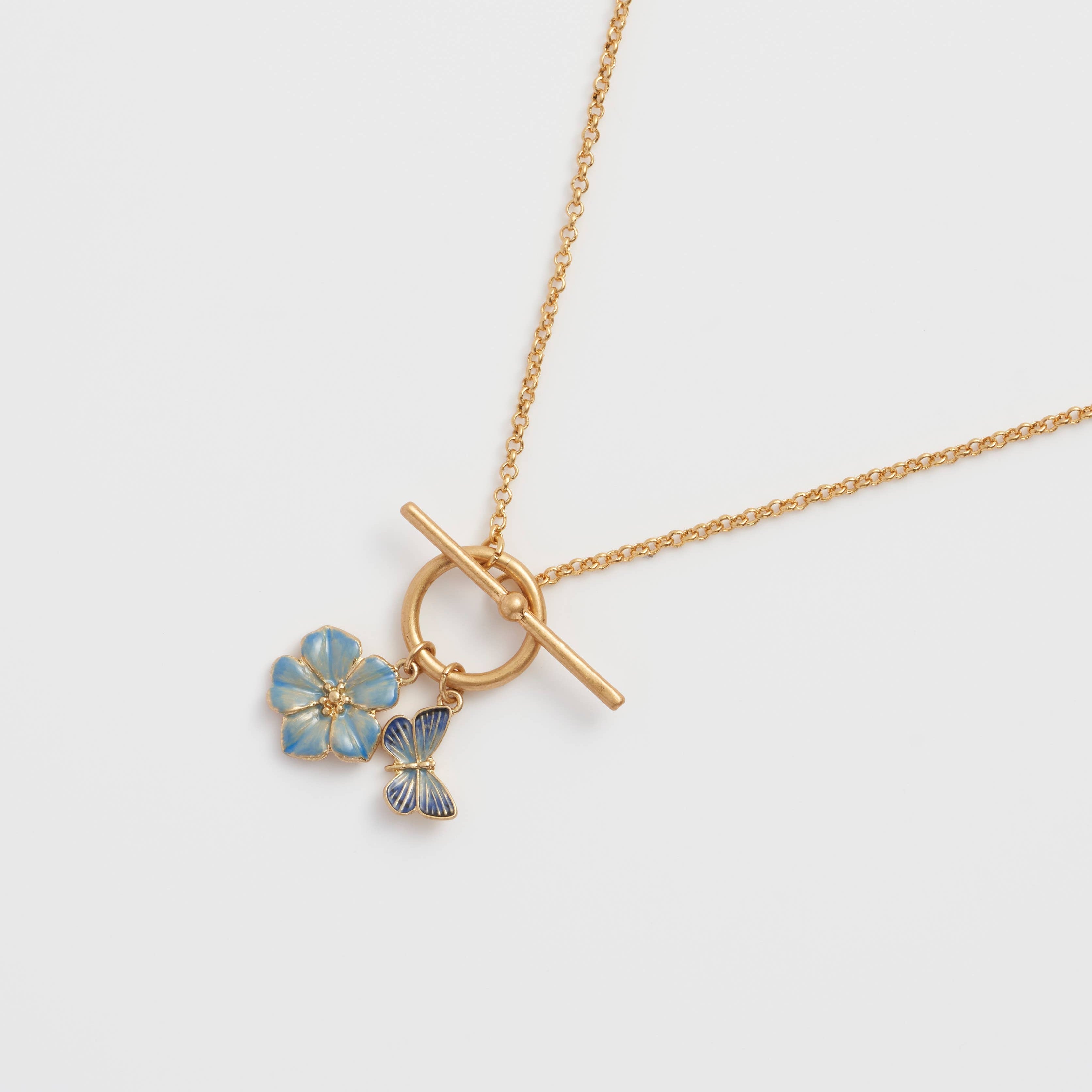 Fable Jewellery - Forget Me Not Charm Toggle Necklace