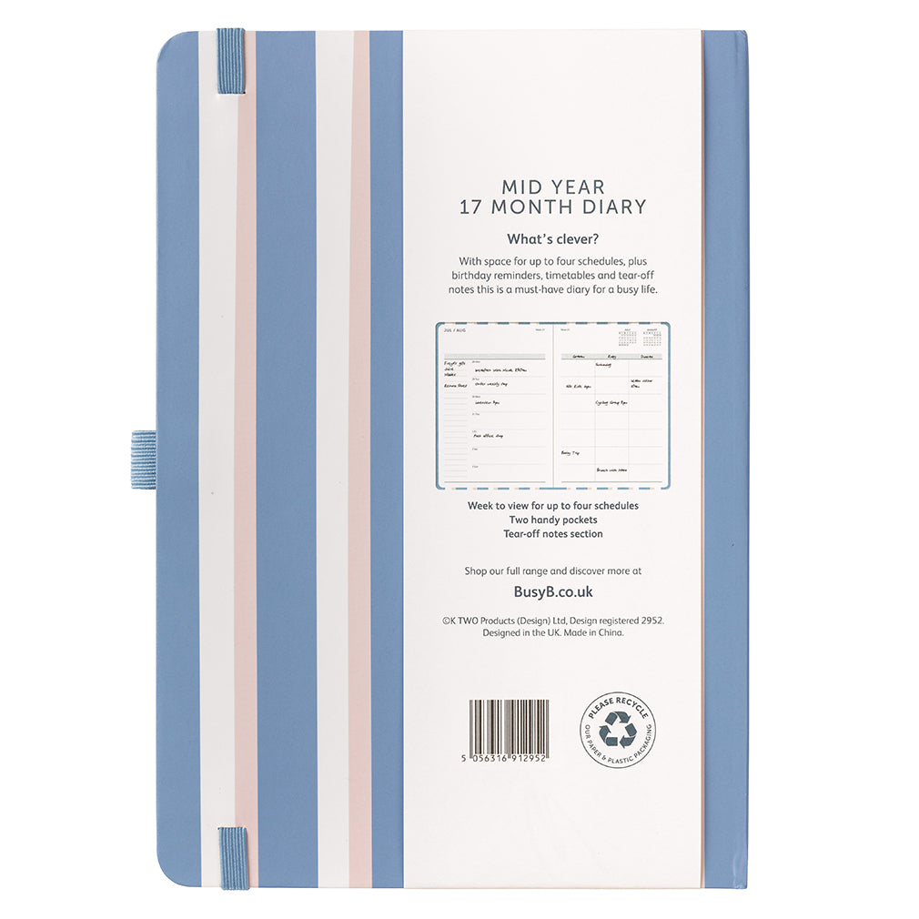 Busy B 2025-2026 Mid-Year Diaries - 17 Month Diary - Stripe