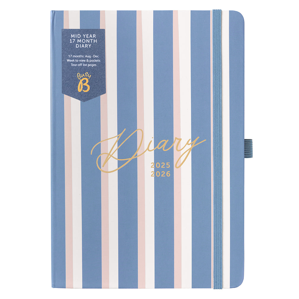 Busy B 2025-2026 Mid-Year Diaries - 17 Month Diary - Stripe