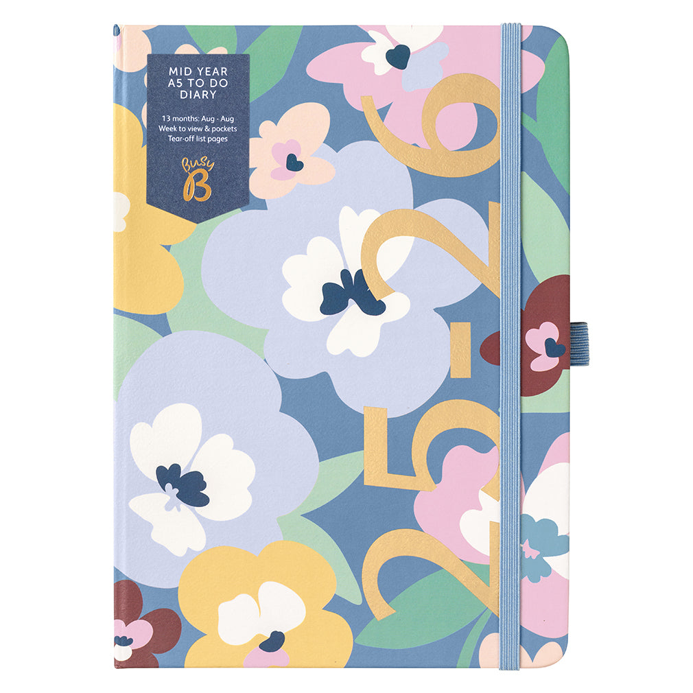 Busy B 2025-2026 Mid-Year Diaries - A5 To Do Diary - Floral
