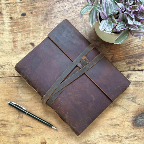 Paper High Journal - Brown Buffalo Leather Journal Tie