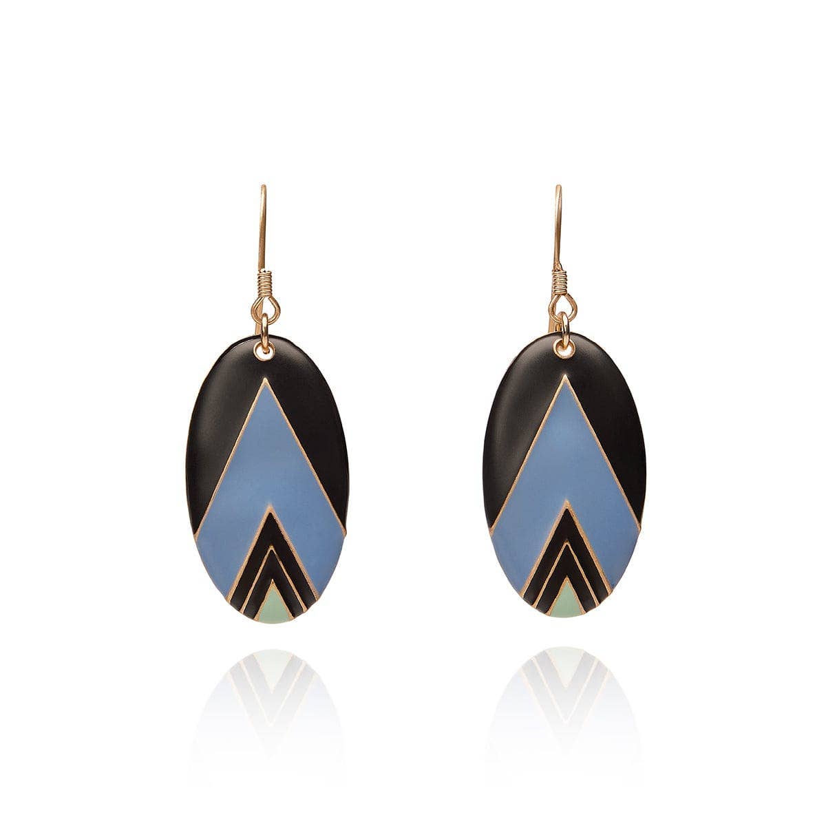 Lovett Earrings - Oval Vintage Deco Artwork Drops