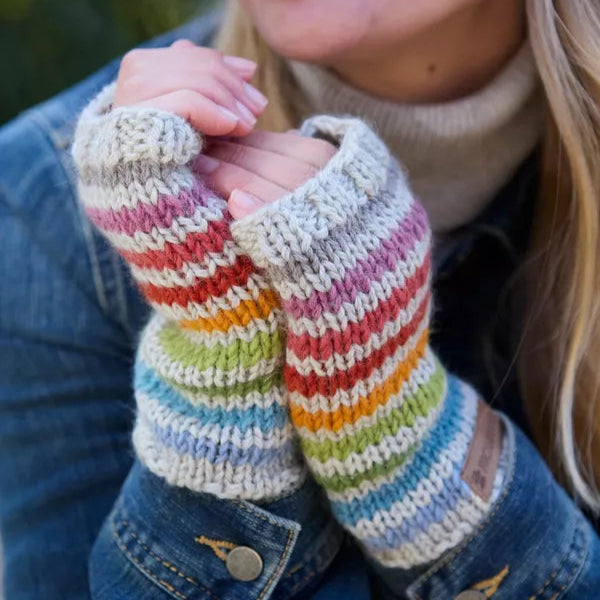 Pachamama Knitted Handwarmers - Merino Hoxton Stripe