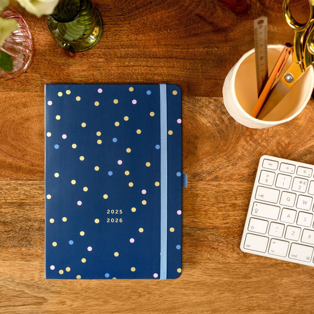 Busy B 2025-2026 Mid-Year Diaries - Day a Page Diary - Navy
