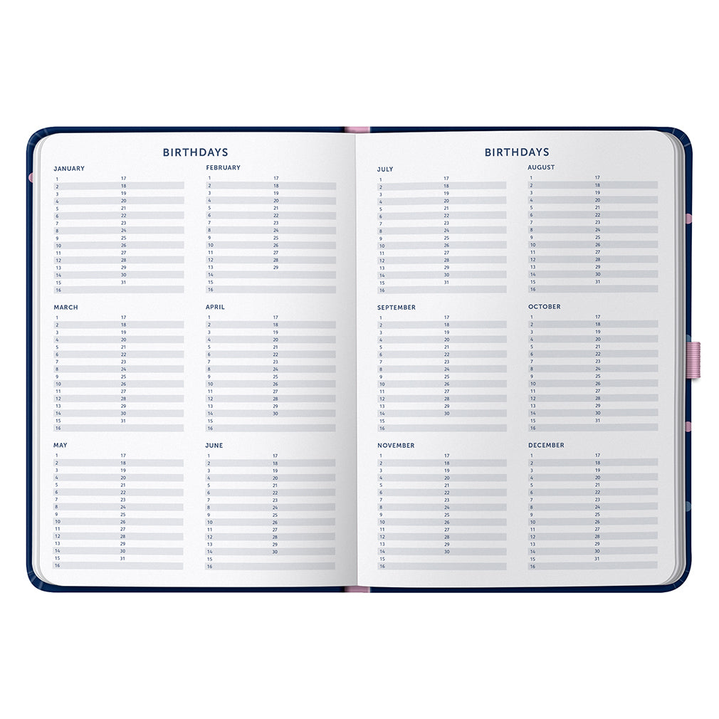 Busy B 2025-2026 Mid-Year Diaries - Day a Page Diary - Navy
