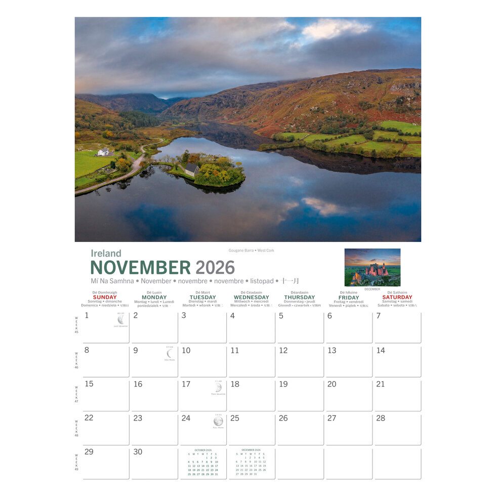 Real Ireland A4 Calendar 2026 - Irish Landscapes Birds Eye View