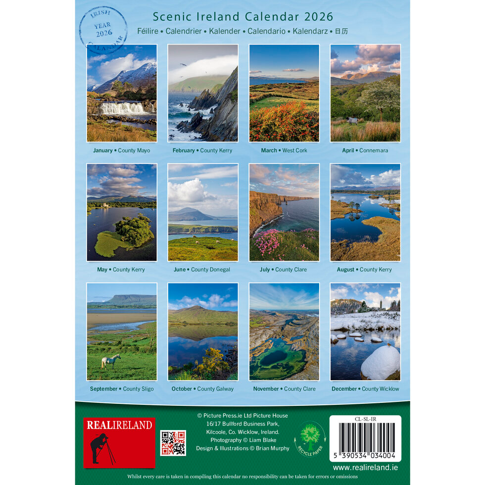 Real Ireland Slim Calendar 2026 - Scenic Ireland