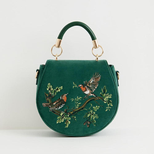 Fable Bag - Robin Love Velvet Embroidered Saddle Bag