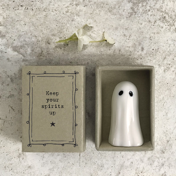 East of India Halloween - Porcelain Ghost Matchbox - Keep Your Spirits Up