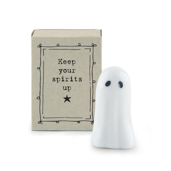 East of India Halloween - Porcelain Ghost Matchbox - Keep Your Spirits Up