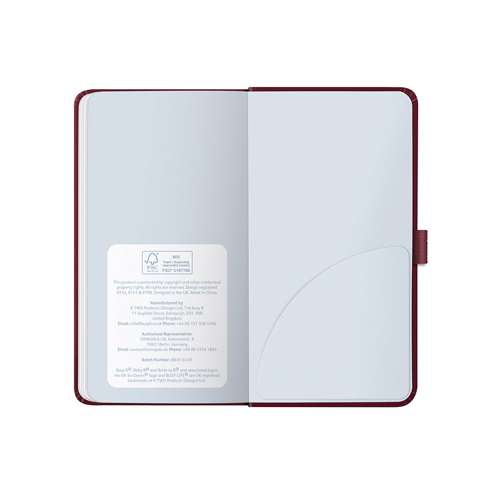 Busy B 2026 Diary - Slim Faux Leather Burgundy