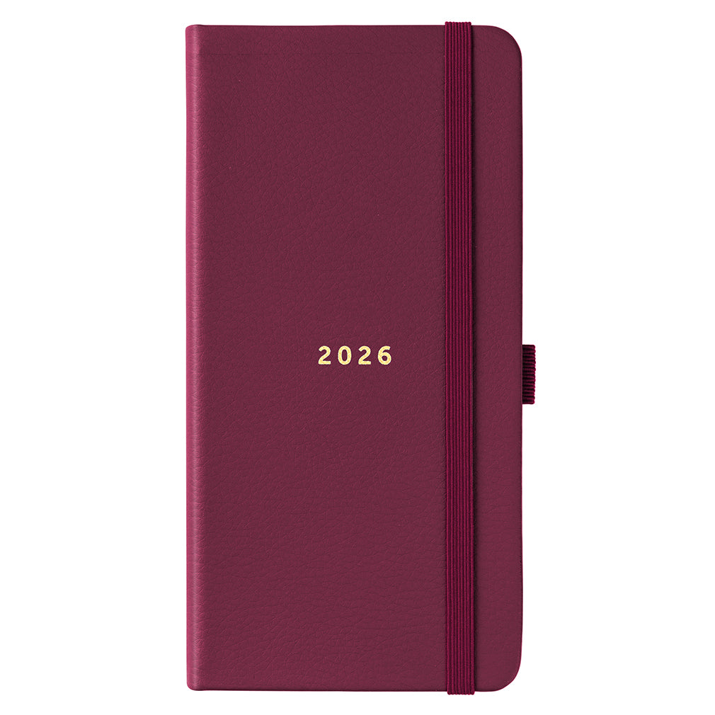 Busy B 2026 Diary - Slim Faux Leather Burgundy
