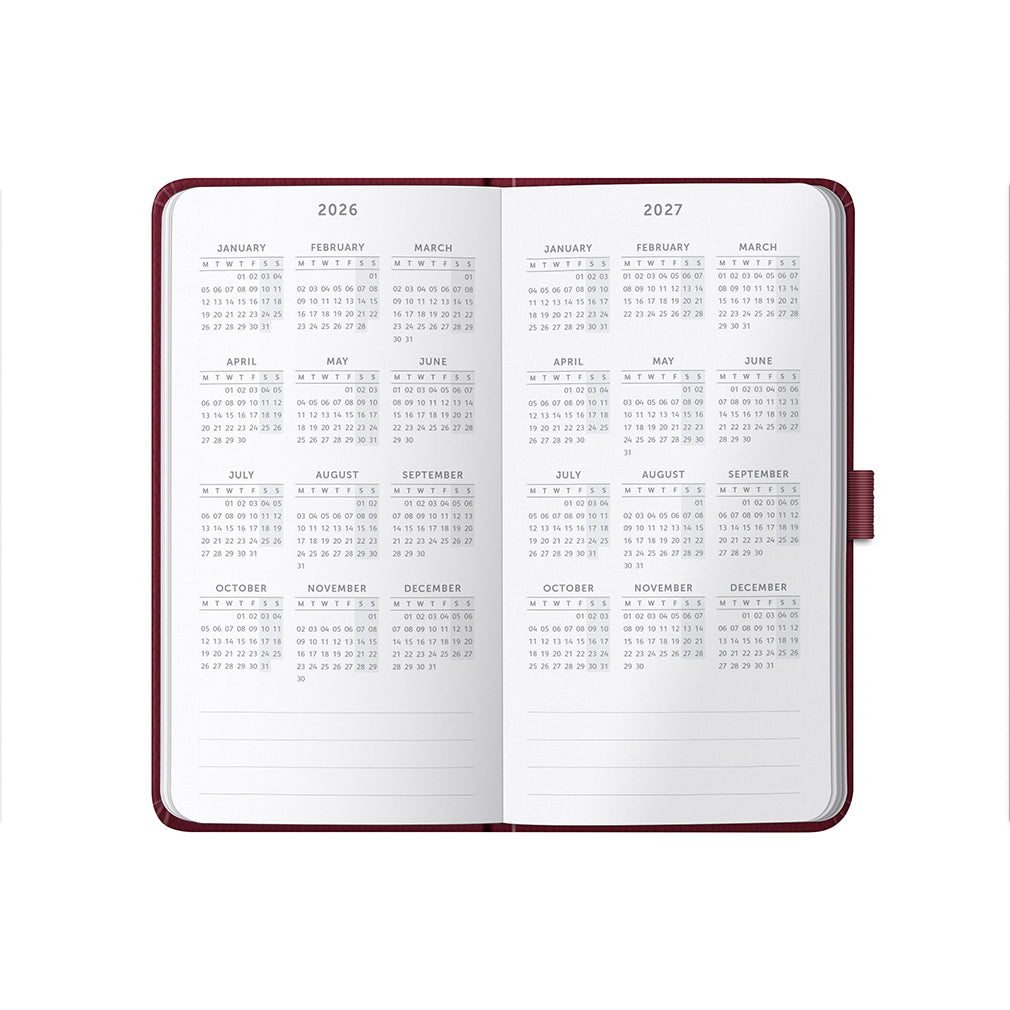 Busy B 2026 Diary - Slim Faux Leather Burgundy