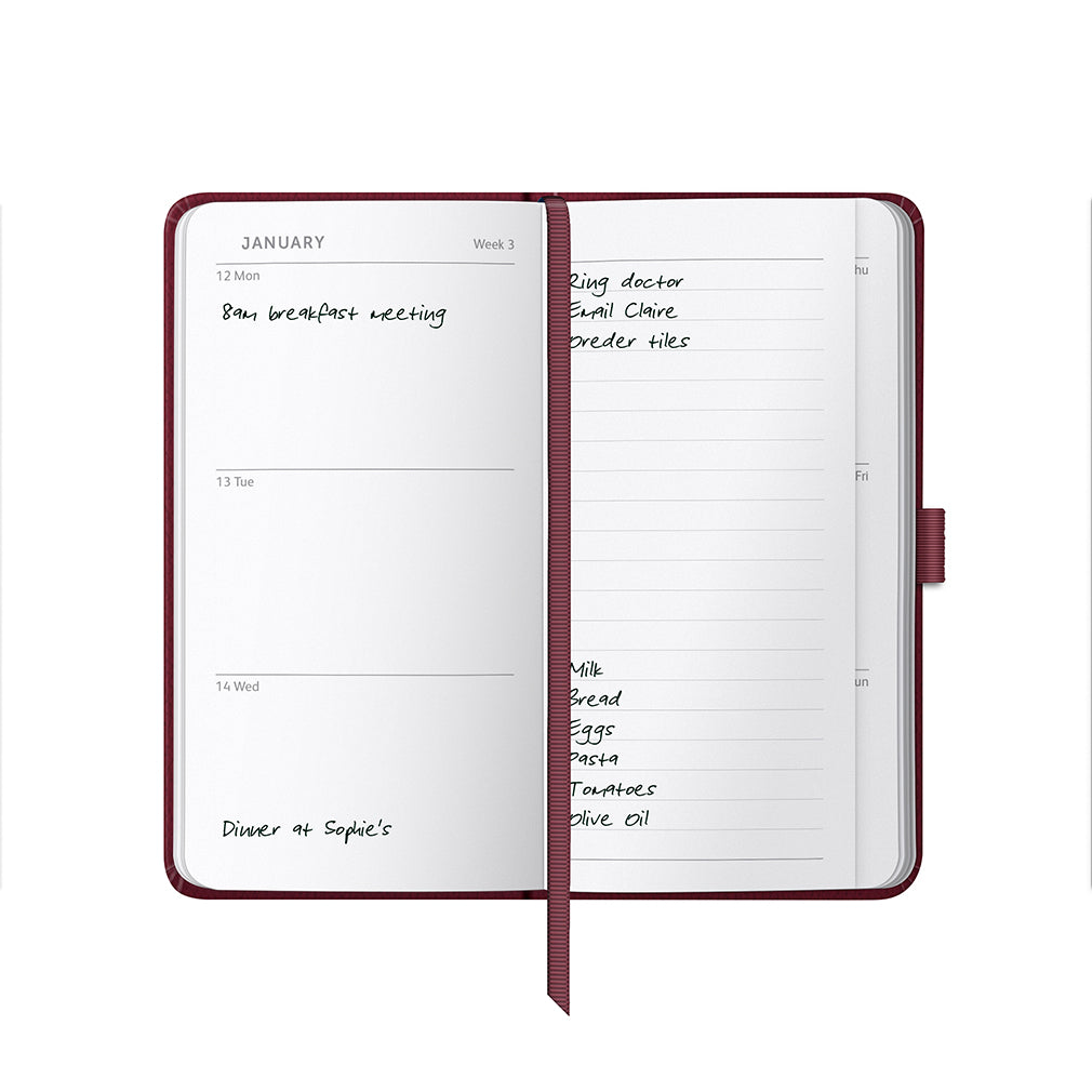 Busy B 2026 Diary - Slim Faux Leather Burgundy