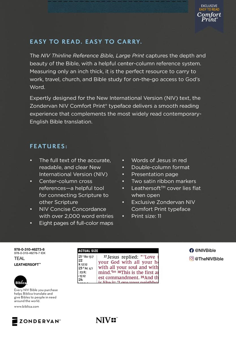 NIV - Thinline Reference Bible - Large Print