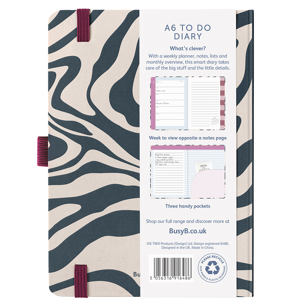 Busy B 2026 Diary - To Do A6 - Marble Fabric
