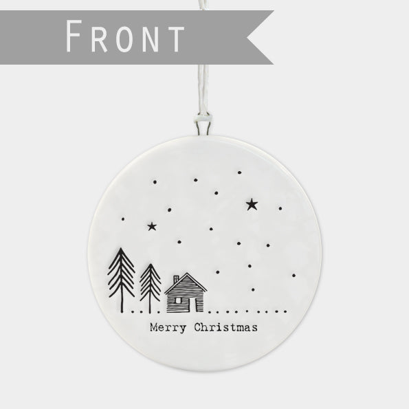 East of India Christmas Porcelain Bauble - Cabin in the Woods