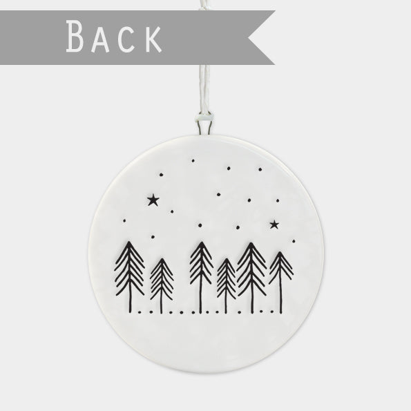 East of India Christmas Porcelain Bauble - Cabin in the Woods