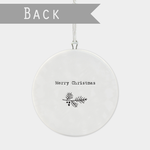 East of India Christmas Porcelain Bauble - Wreath Merry Christmas