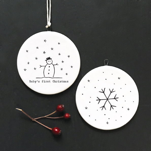 East of India Christmas Porcelain Bauble - Baby first Christmas
