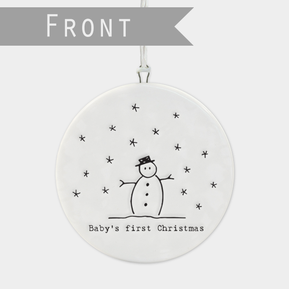 East of India Christmas Porcelain Bauble - Baby first Christmas