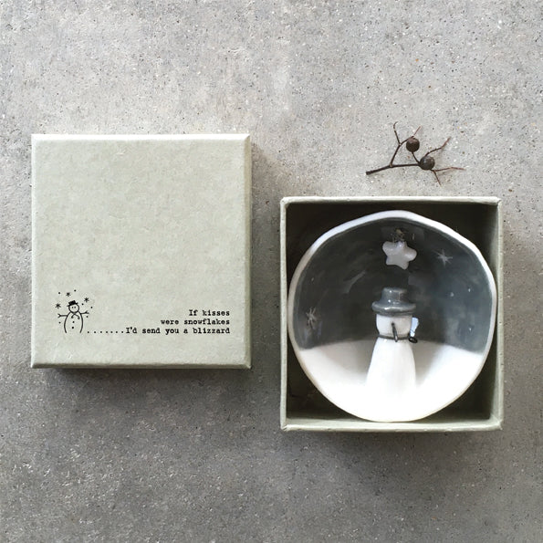 East of India Christmas Porcelain Half Bauble - If Kisses were Snowflakes