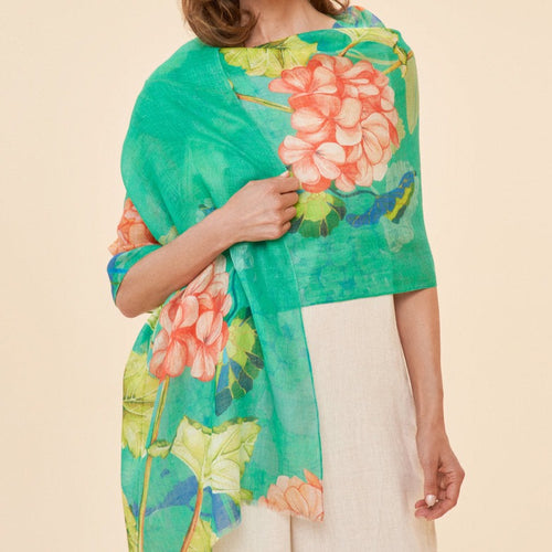 Powder Scarf - 100% Linen Rosy Geraniums