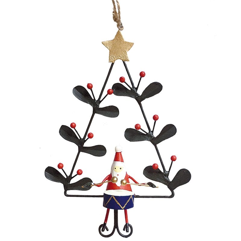 G-Bork Handmade Tin Santa in Holly
