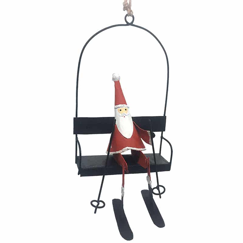G-Bork Handmade Tin Santa in Ski Lift