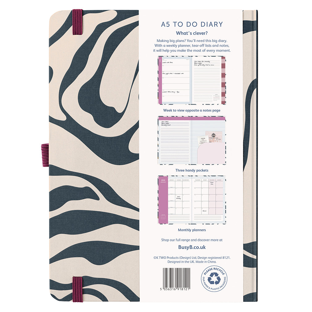 Busy B 2026 Diary - To Do A5 - Marble Fabric