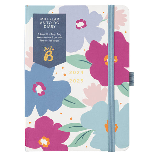 Busy B 2024-2025 Diary - Mid-Year A6 To Do Diary - Floral