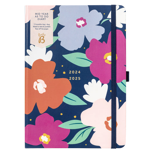 Busy B 2024-2025 Diary - A5 To Do Diary - Navy Floral