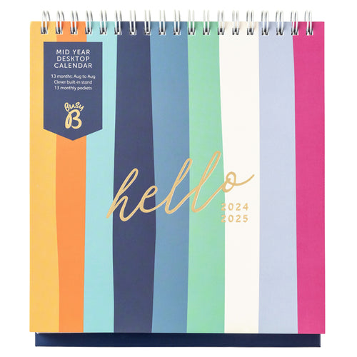 Busy B 2024-2025 Calendar - Mid-Year Desktop Calendar - Stripe