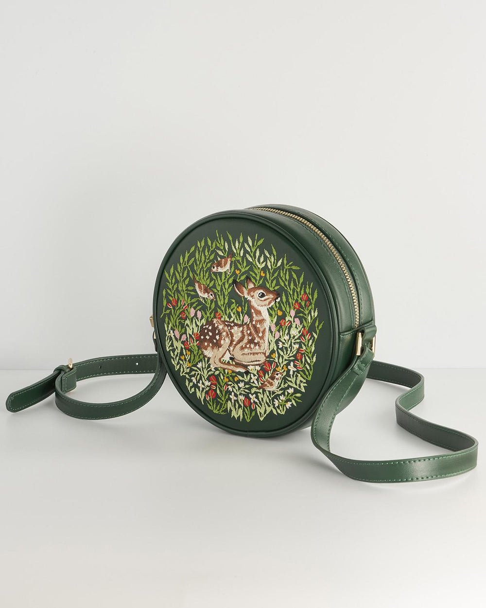 Fable Bag - Chloe Giordani Fawn Embroidered Round Saddle Bag