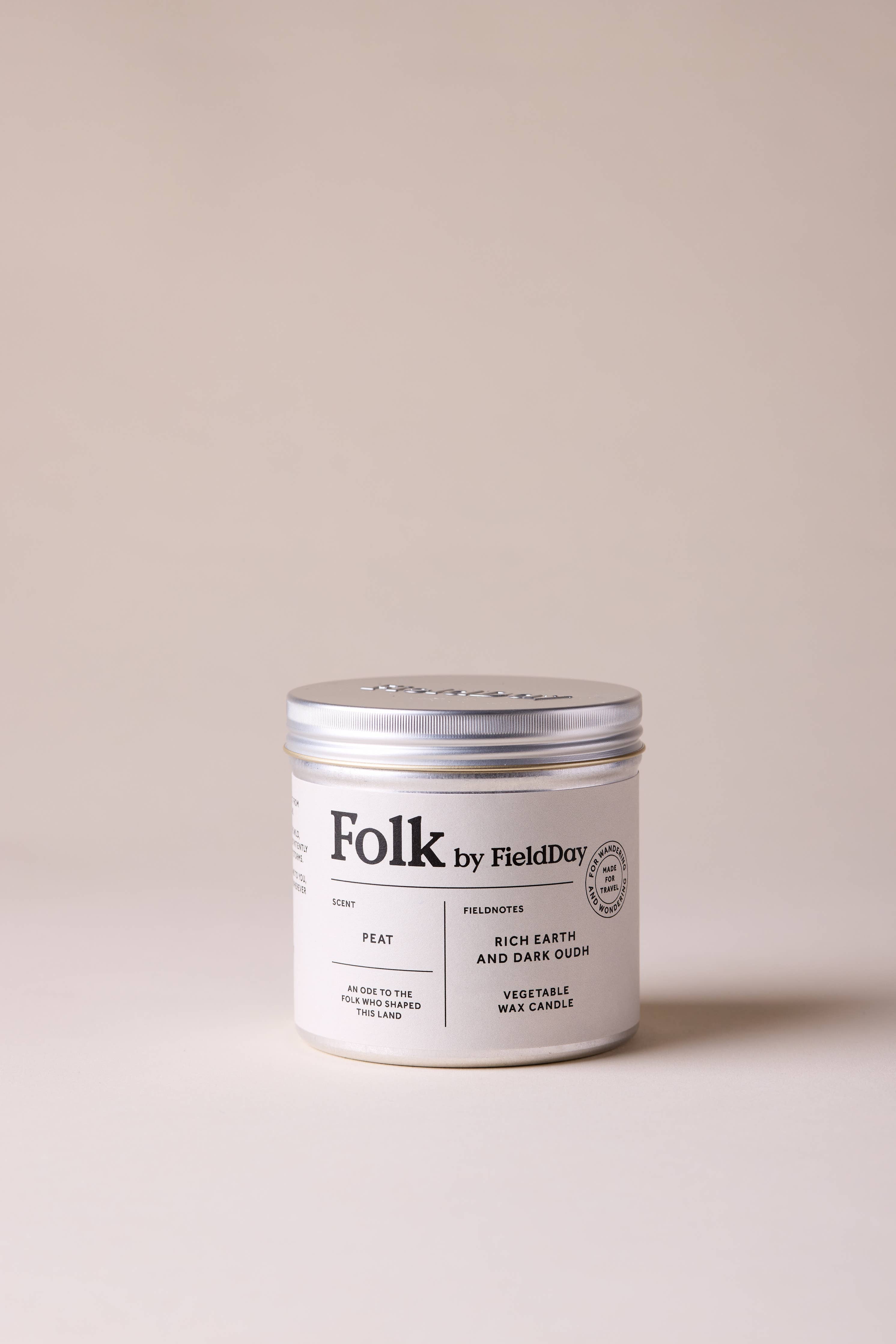 Field Day Folk Tin Candle - Peat (Rich Earth and Dark Oudh)
