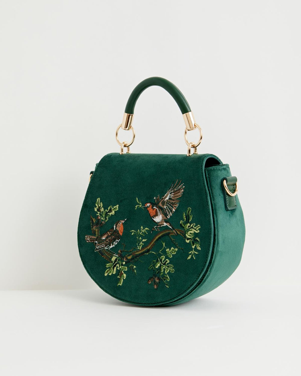 Fable Bag - Robin Love Velvet Embroidered Saddle Bag
