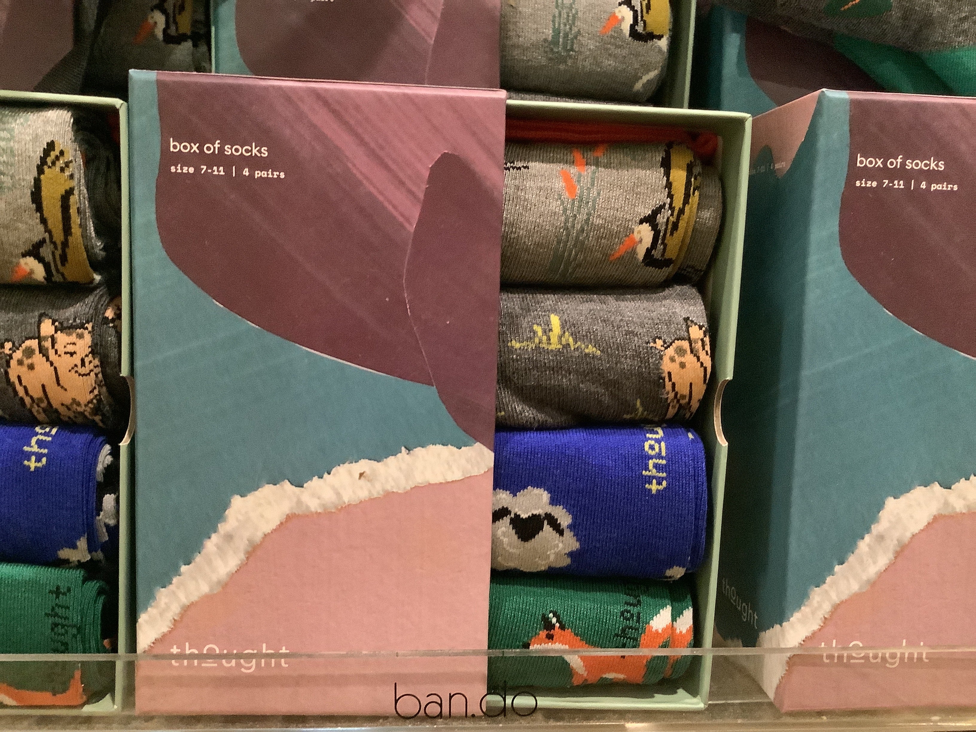 Thought Mens Socks - Box of 4 Pairs of Animal Bamboo Socks