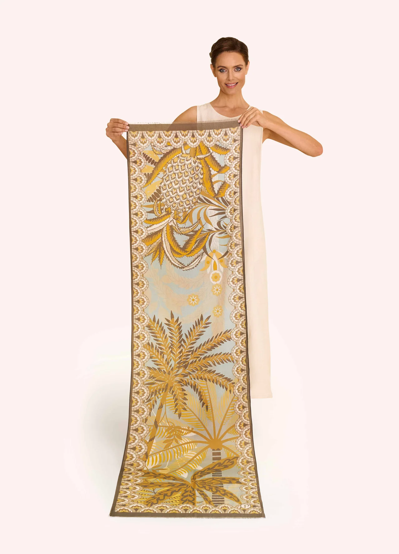 Powder Scarf - Cotton Patterned Palms