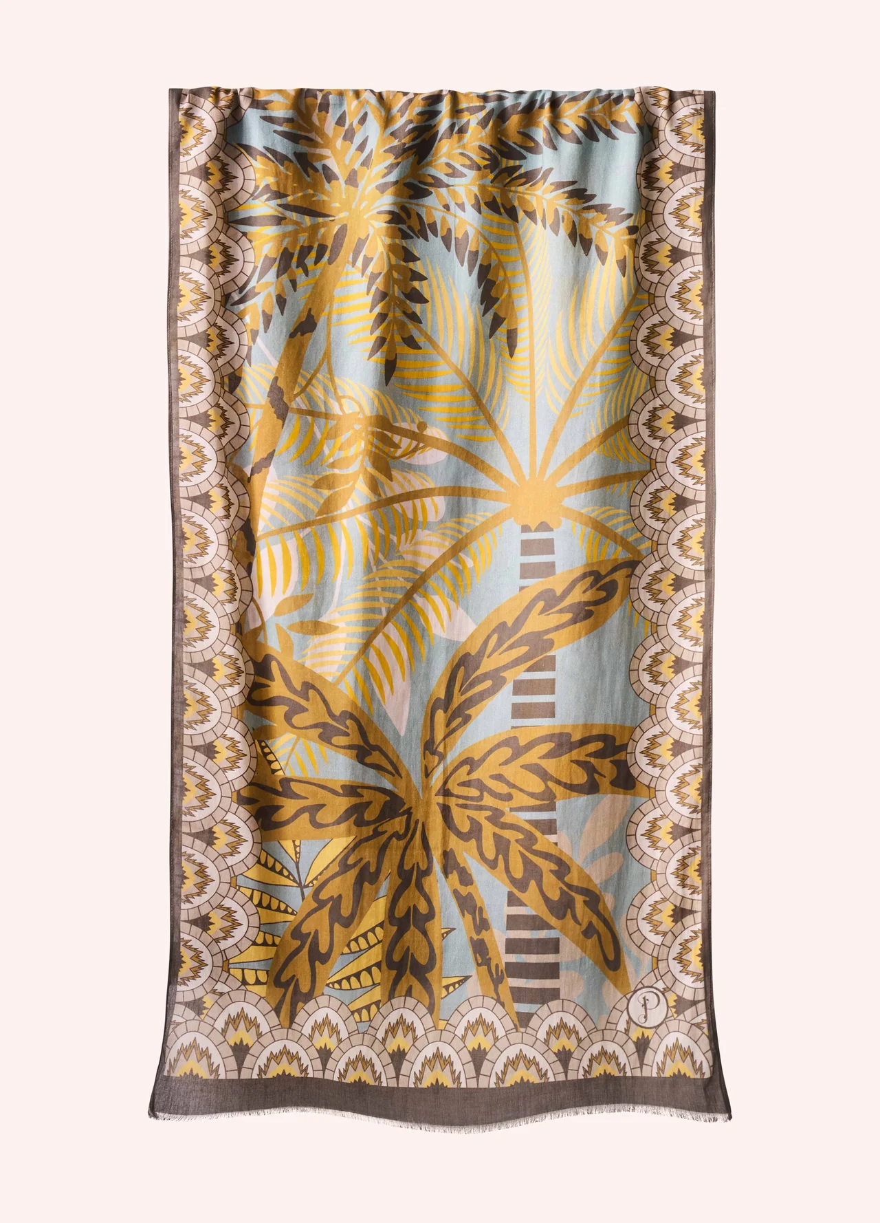 Powder Scarf - Cotton Patterned Palms