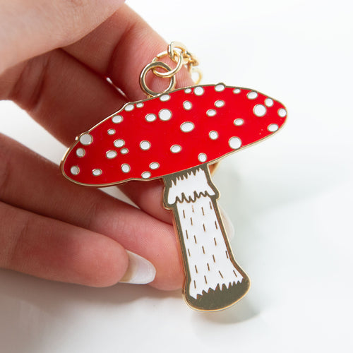 Sass & Belle Keyring - Enamel Vintage Mushroom