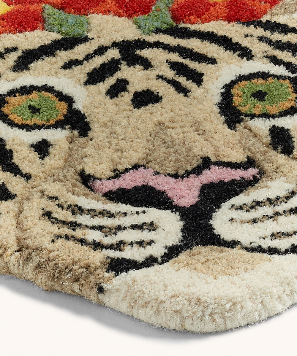 Doing Goods Rug Head - Floral White Tiger