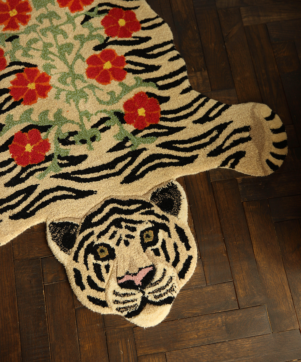 Doing Goods Rug - Floral White Tiger