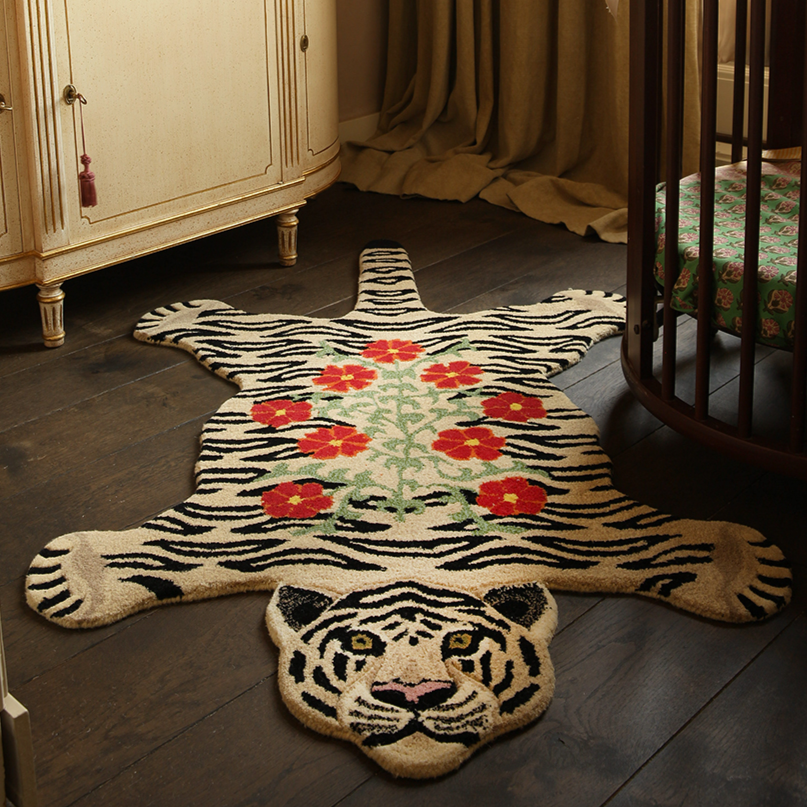 Doing Goods Rug - Floral White Tiger