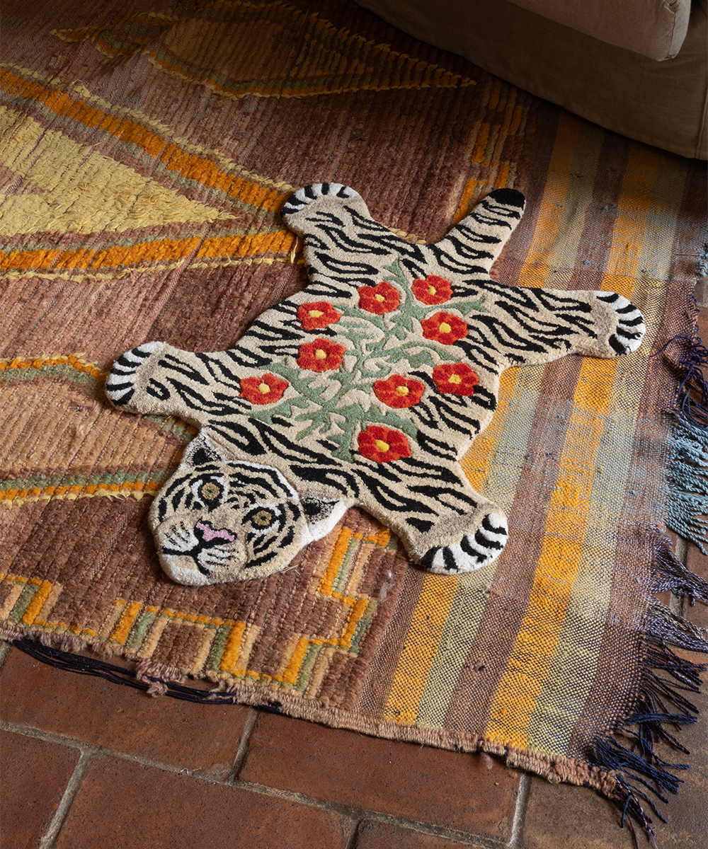 Doing Goods Rug - Floral White Tiger