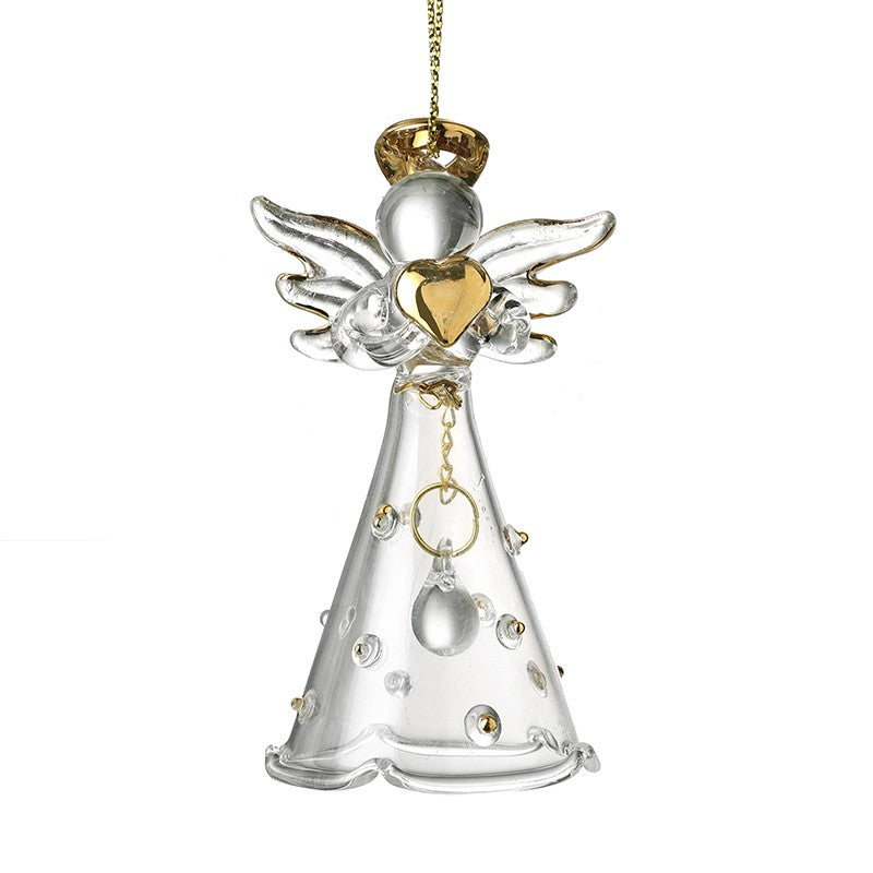 Heaven Sends Christmas Bauble - Glass Angel with Heart